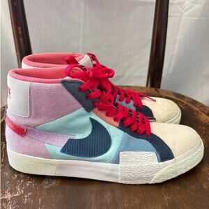 NIKE SB ZOOM BLAZER MID PRM LILAC-COURT BLUE Mosaic MENS SZ 9 EUC